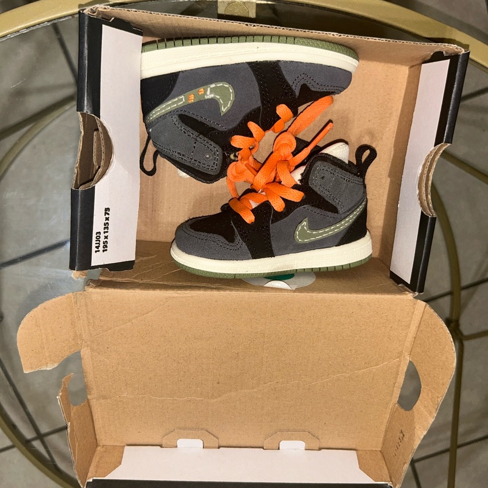 Jordan Kids Sneakers with Orange and Green Highlights